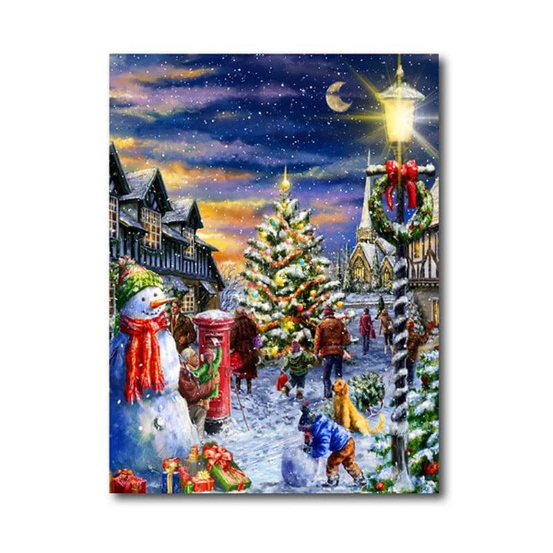 Novogodišnja dekoracija - Slika sa LED diodama Christmas Village