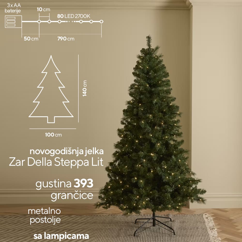 Gusta Veštačka Jelka sa lampicama Zar Della Steppa Lit 140 cm
