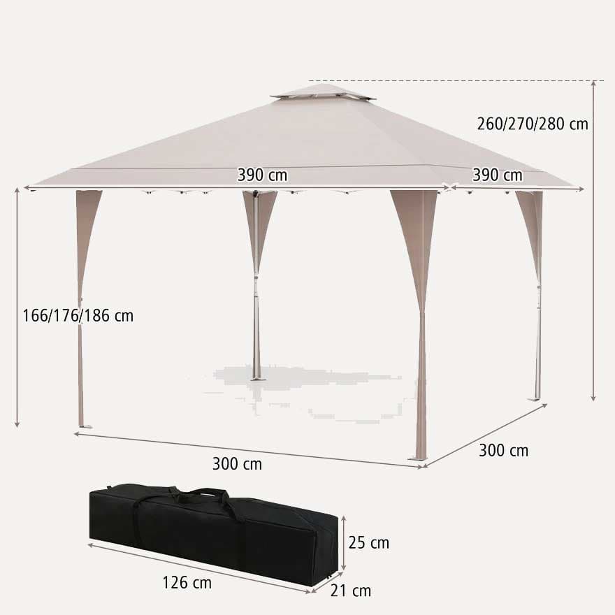 Sklopivi Gazebo sa Mehanizmom 4 x 4 m i podesivom visinom
