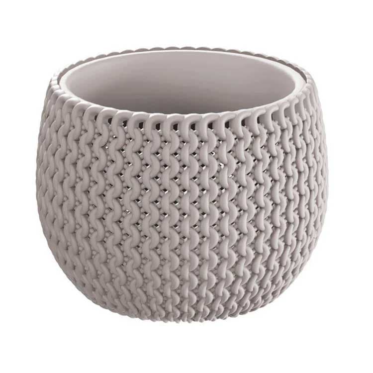 Loptasta saksija za cveće sa uloškom 37cm Cappuccino