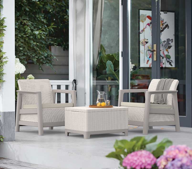 Keter Scandi Linea Balcony Set sa Box stolom Bež