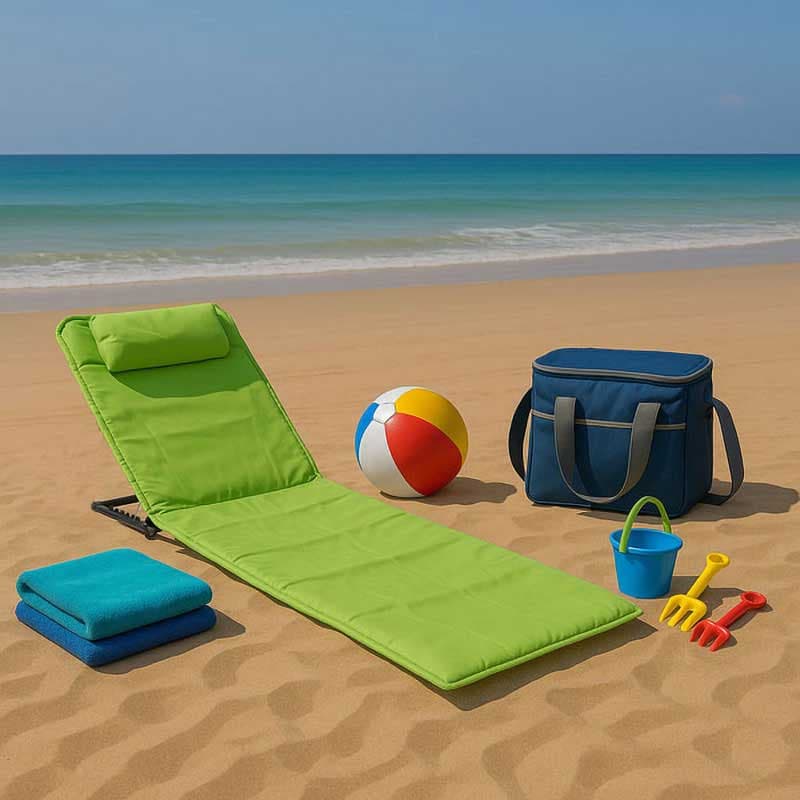 Sklopiva ležaljka za plažu sa podesivim naslonom Zelena