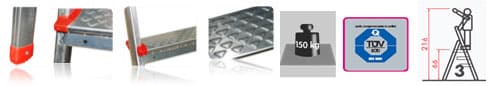 Aluminijumske merdevine Texell Alu-Dom 303 3 stepenika