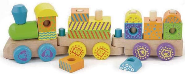 Šareni drveni vozić od kockica Viga Toys 50572B
