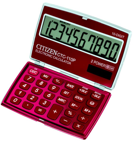 Džepni kalkulator na preklop Citizen CTC-110 10 cifara crveni 05DGC110CTCD