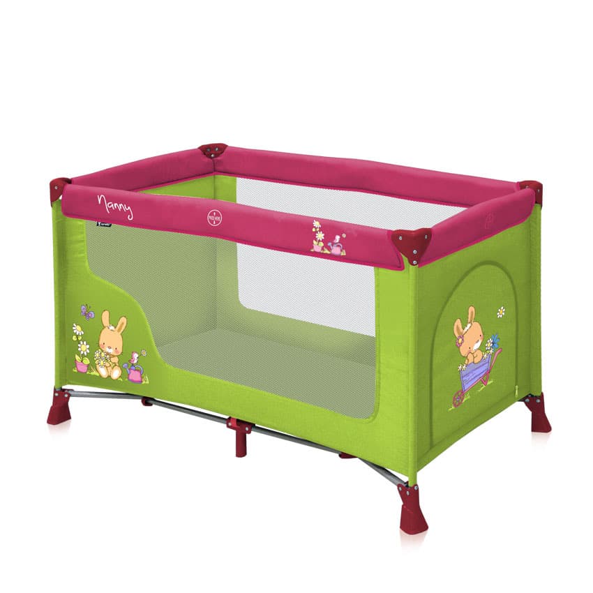 Bertoni Lorelli Prenosivi krevetac Nanny Green&Pink Bunnies 10080181529