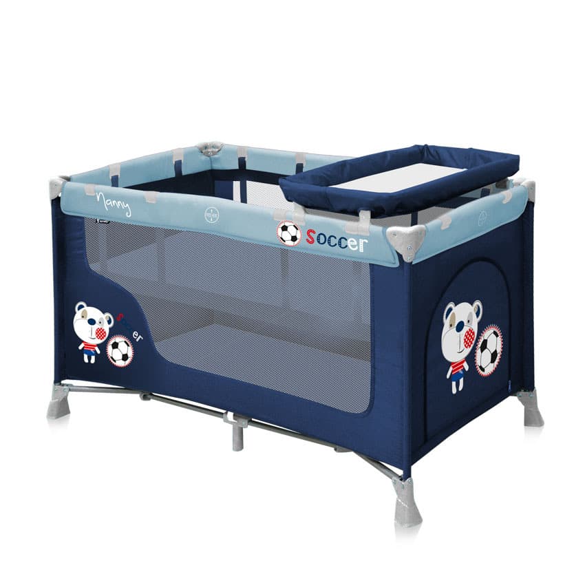 Bertoni Lorelli Prenosivi krevetac Nanny sa 2 nivoa Blue Soccer