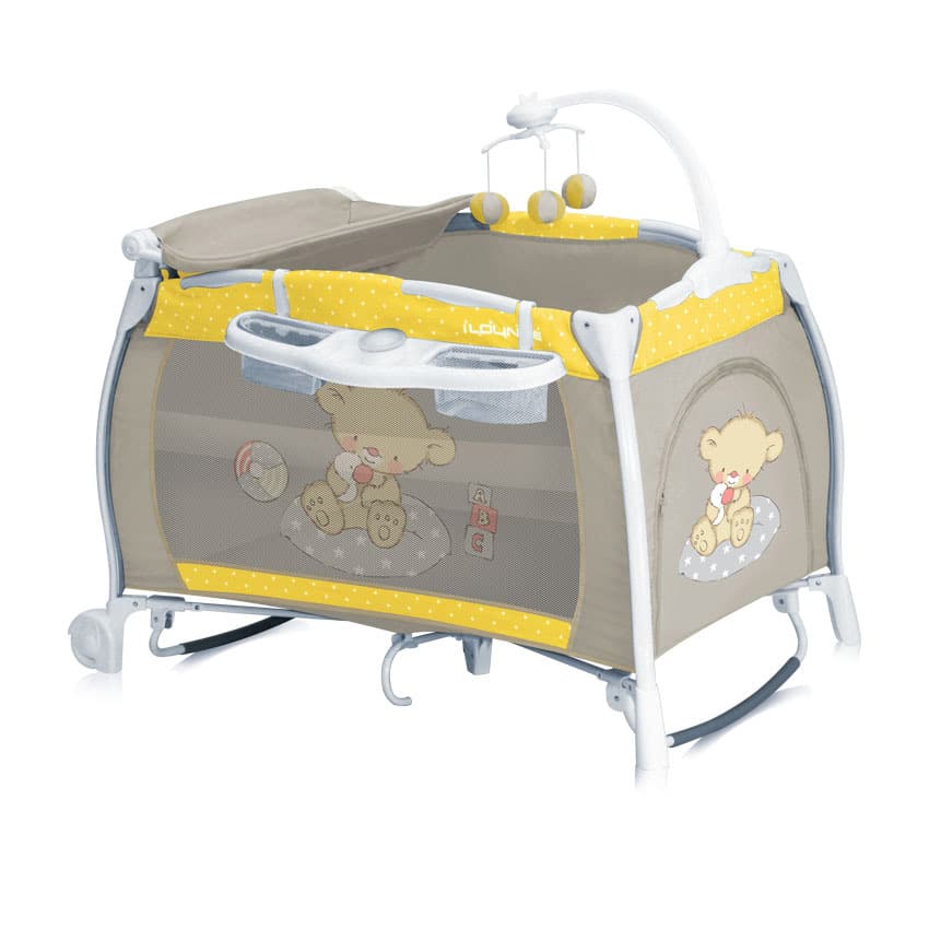 Bertoni Lorelli Prenosivi krevetac sa 2 nivoa iLounge Yellow&Grey Bear