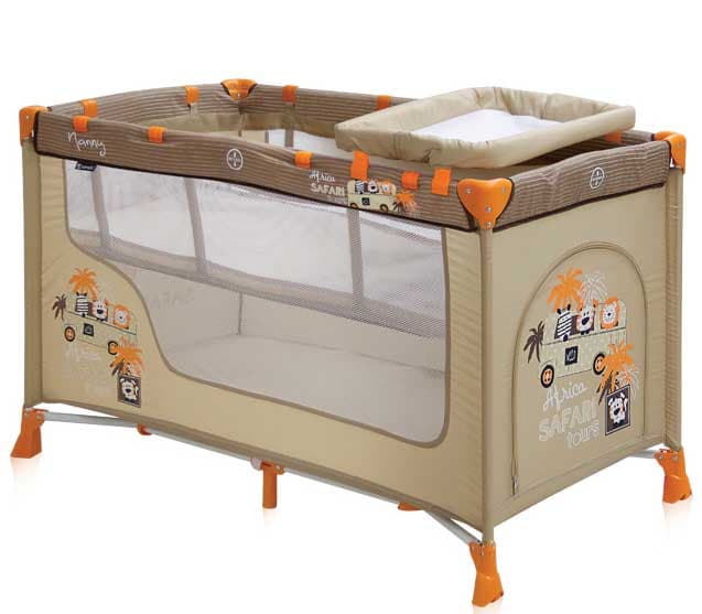 Bertoni Lorelli Prenosivi krevetac Nanny sa 2 nivoa Beige Safari Tours