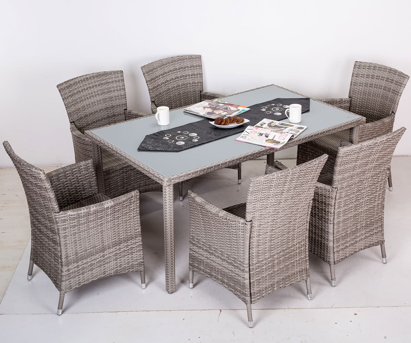 Baštenska Garnitura Java Grey - 6 Fotelja i Sto 
