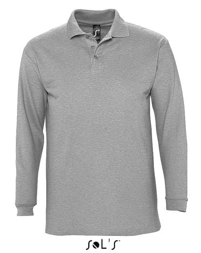 Sols Muška polo majica dug rukav Winter II Grey Melange veličina 3XL 11353