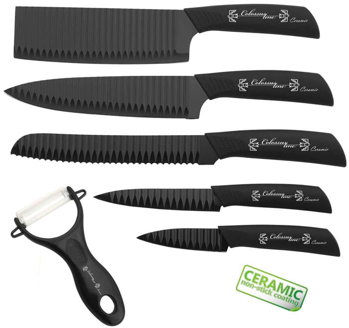 Set kuhinjskih noževa i satara sa reljefnom oštricom CL-35