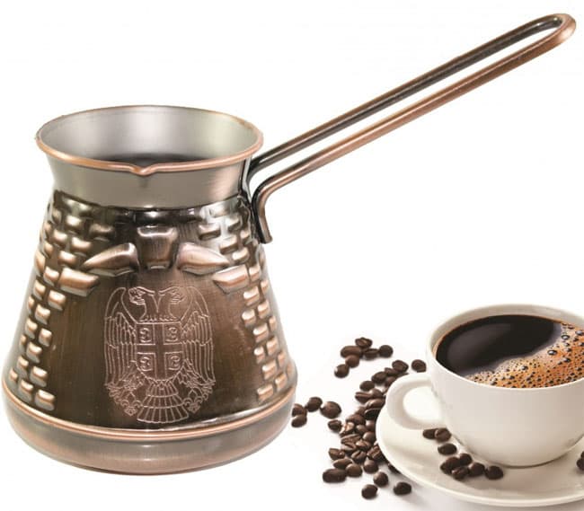 Bakarna džezva sa grbom Srbije za dve šoljice kafe CL-115B