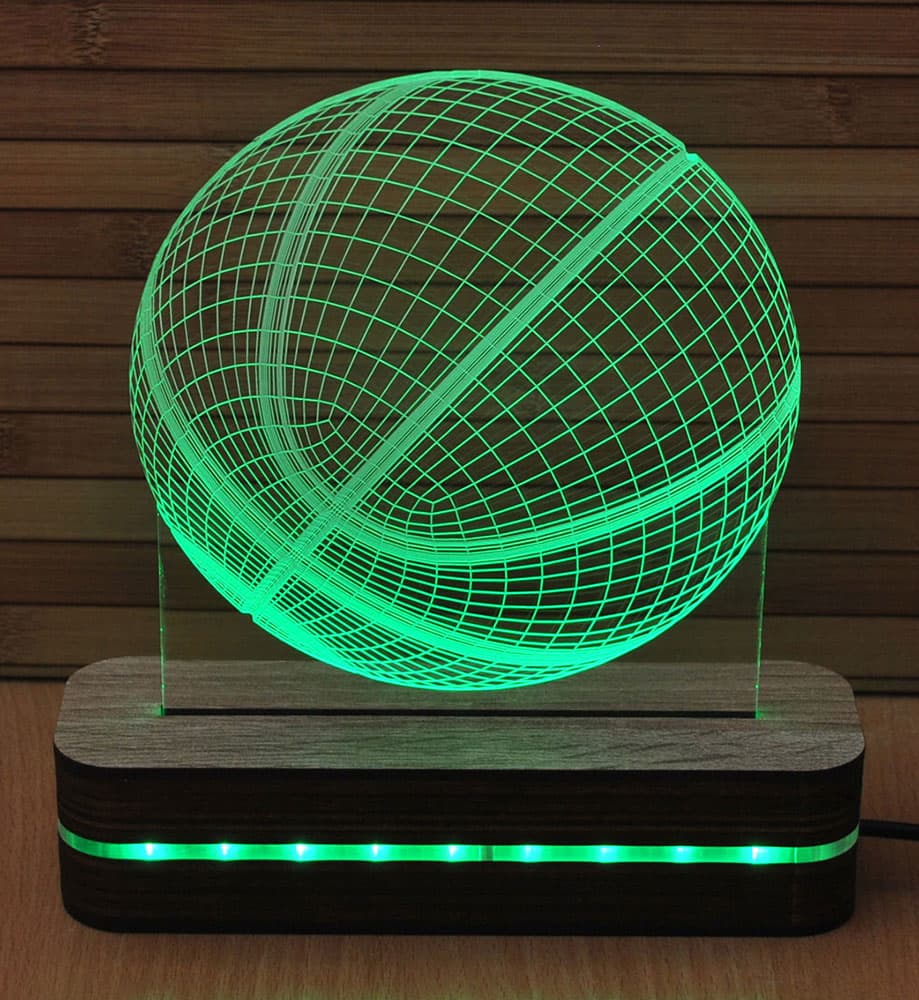3D LED Lampa u 9 boja Black Cut Basketball Multicolor