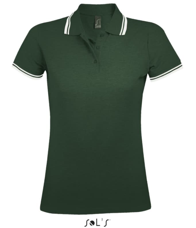 Sols Pasadena Ženska majica sa kragnom vel. S Forest Green/White 00578