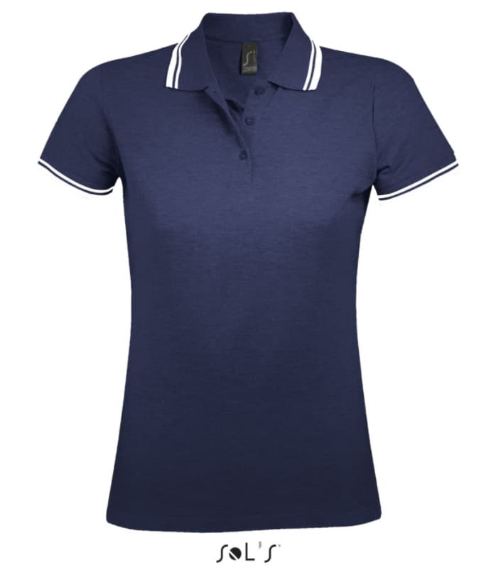 Sols Pasadena Ženska majica sa kragnom vel. XL French Navy/White 00578