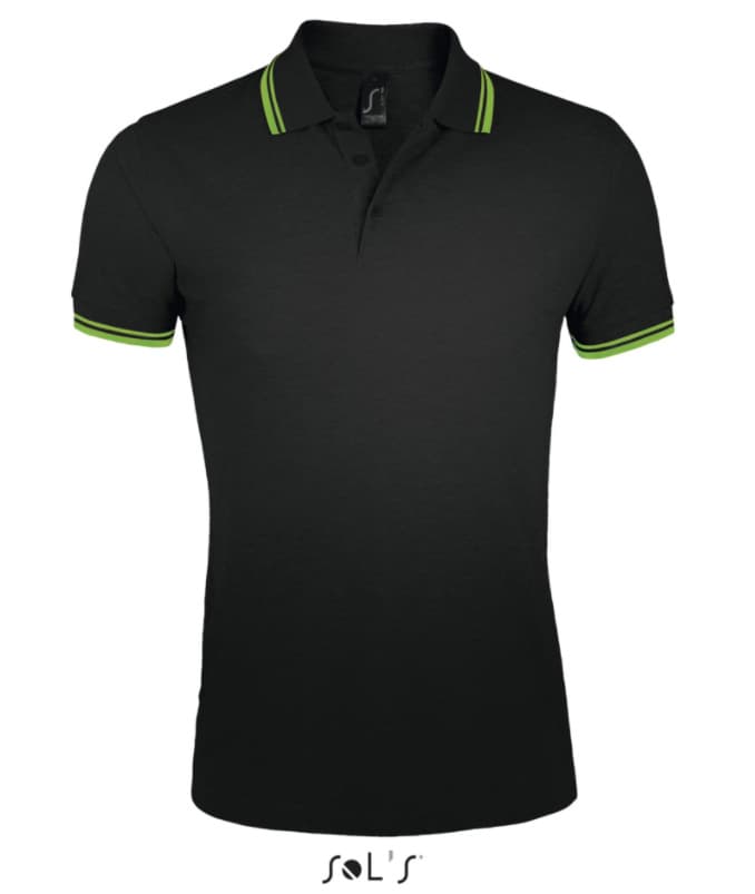 Polo majica za muškarce veličina 3XL Sols Pasadena Black/Lime 00577