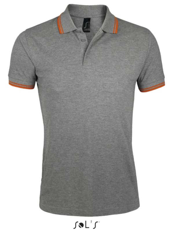 Polo majica za muškarce veličina M Sols Pasadena Melange Grey/Orange 00577