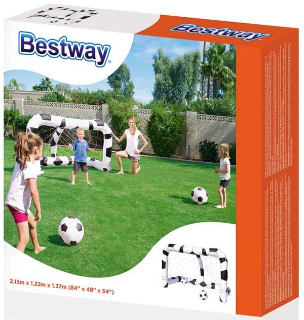 Bestway Gol na naduvavanje za fudbal ili vaterpolo sa mrežom i loptama 38345