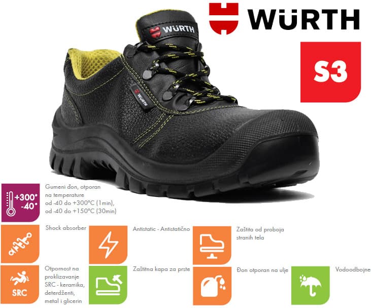 Wurth Bezbednosne cipele Rubber guard S3 plitke vel. 46
