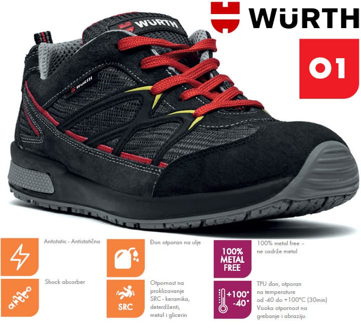 Wurth Radna patika Jogger Black O1 vel. 44