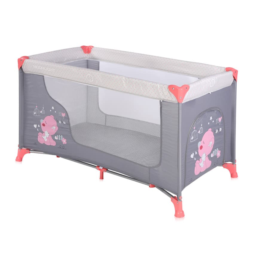 LORELLI Prenosivi krevetac MOONLIGHT 1 nivo Pink and Grey My Baby