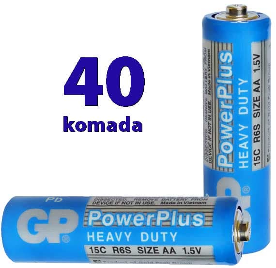 GP Klasične cink-oksid baterije AA 1.5V 40 komada